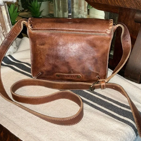 Bed Stu Leather Frankie Crossbody Shoulder Bag Teak Rustic Brown Retail $175